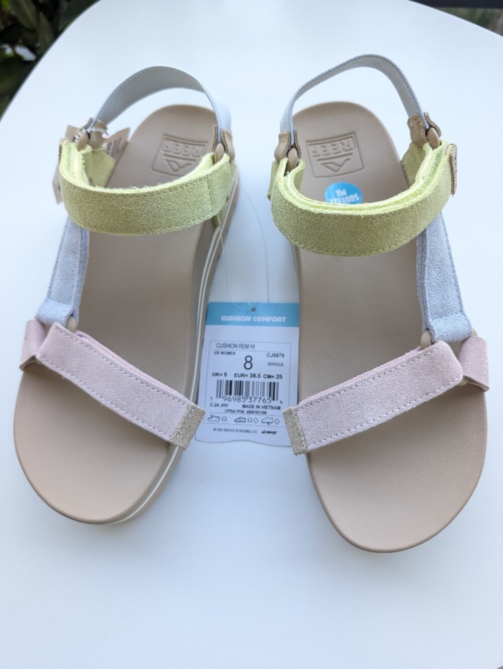 NWT Reef Cushion Rem Hi Sandals Women's 8 Meringue Pastel Platform Comfort - Picture 4 of 10